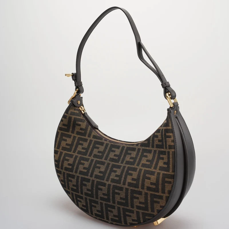 Fendi Graphy Kleine Tasche aus FF-Jacquard-Stoff in Braun