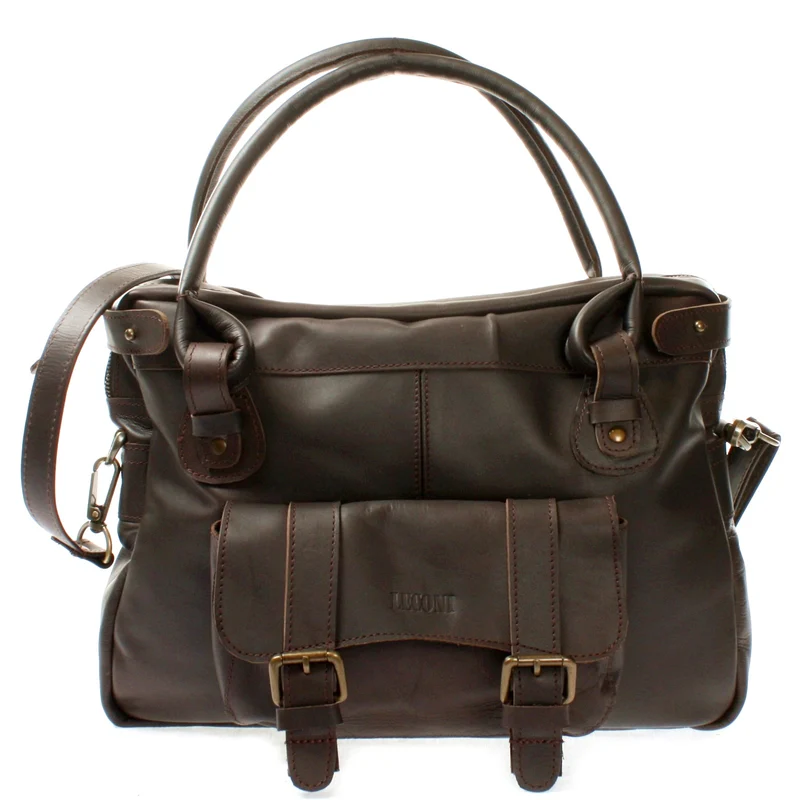 Schultertasche Henkeltasche Damentasche Handtasche Leder dunkelbraun LE0050
