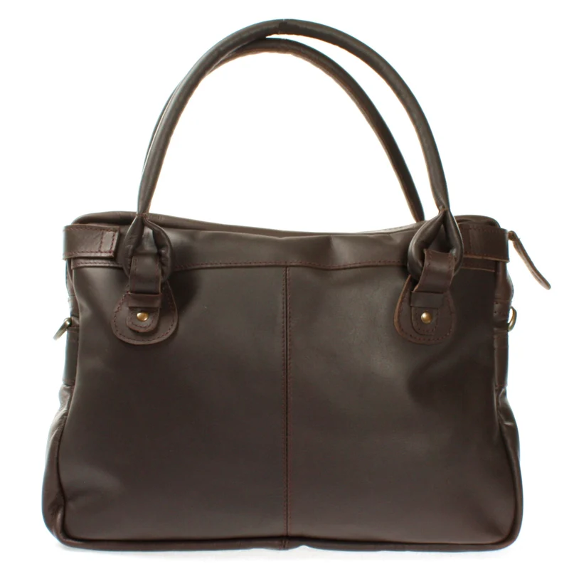Schultertasche Henkeltasche Damentasche Handtasche Leder dunkelbraun LE0050