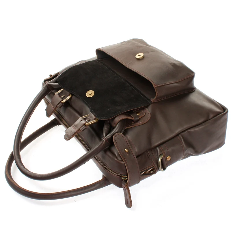 Schultertasche Henkeltasche Damentasche Handtasche Leder dunkelbraun LE0050