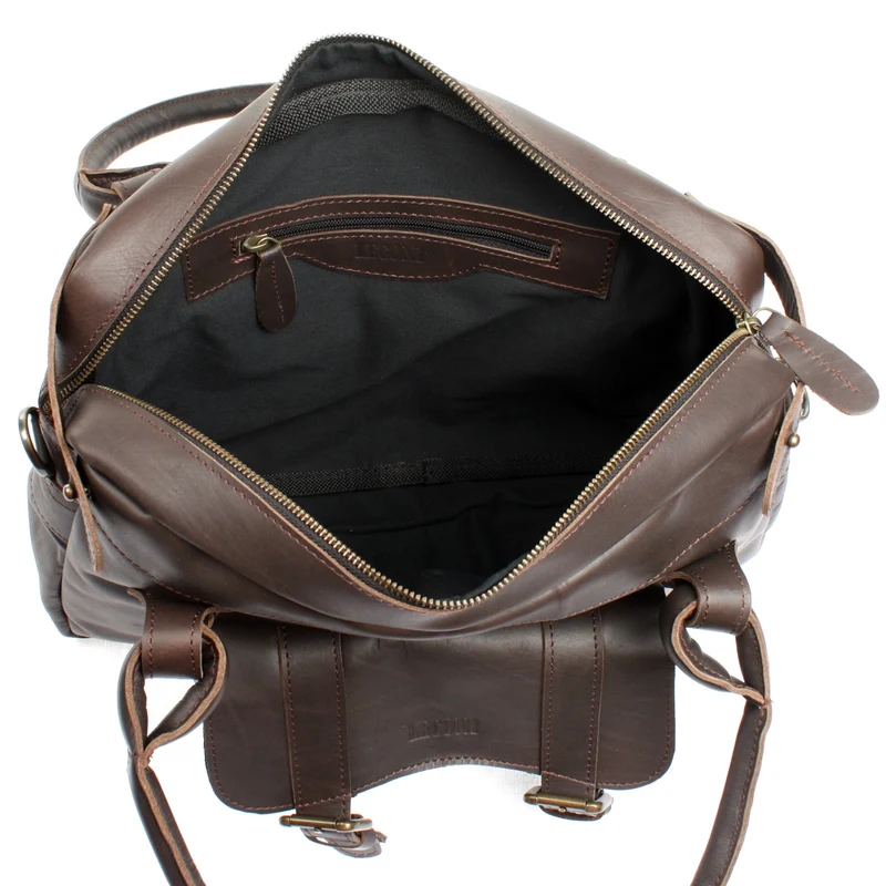 Schultertasche Henkeltasche Damentasche Handtasche Leder dunkelbraun LE0050