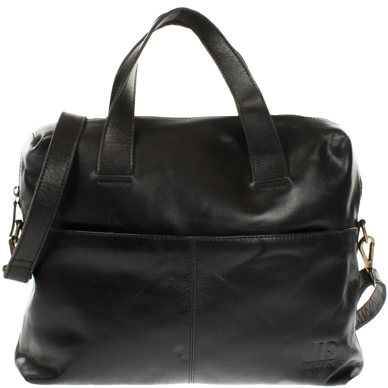 große Schultertasche Henkeltasche Shopper DIN A4 Handtasche Damen Leder schwarz LE0059
