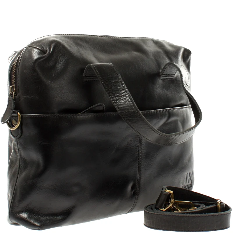 große Schultertasche Henkeltasche Shopper DIN A4 Handtasche Damen Leder schwarz LE0059