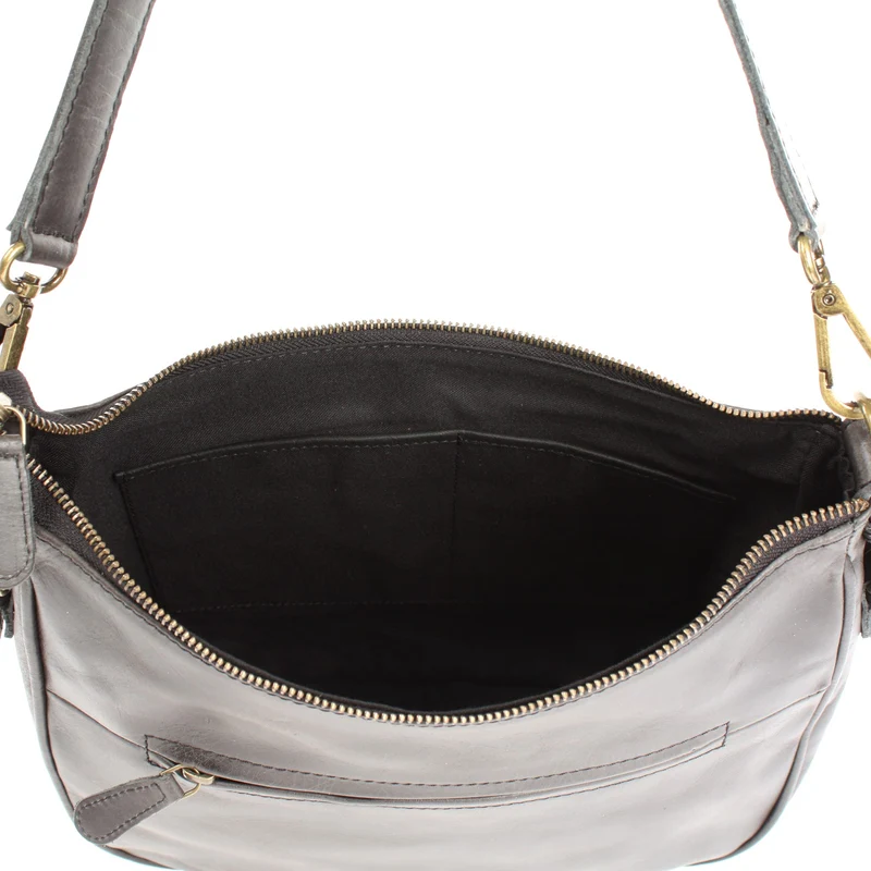 Schultertasche Ledertasche Handtasche Leder dunkelgrau LE0063