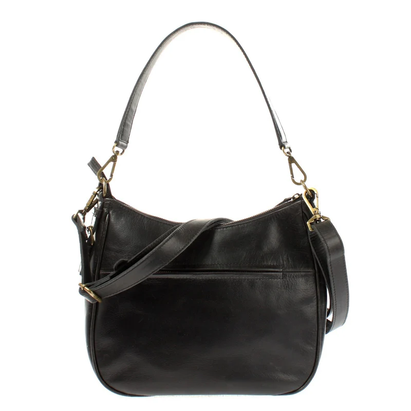 Schultertasche Handtasche Damentasche Leder schwarz LE0063