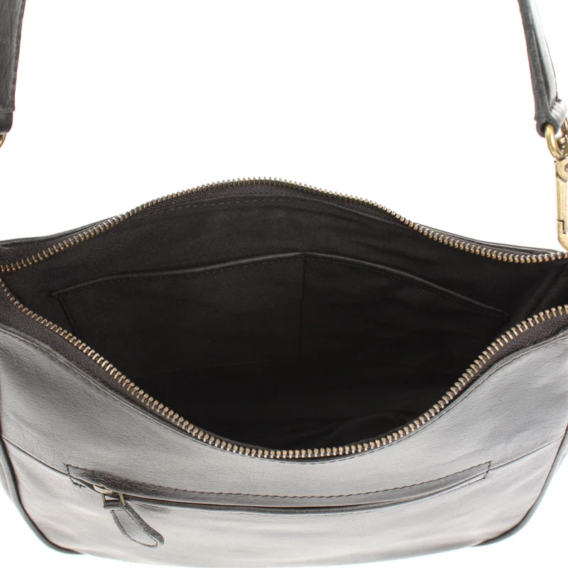 Schultertasche Handtasche Damentasche Leder schwarz LE0063