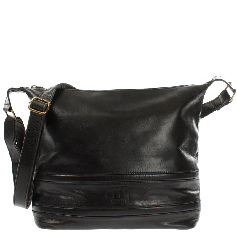 Umhängetasche Beuteltasche Ledertasche Damentasche Leder schwarz LE0064