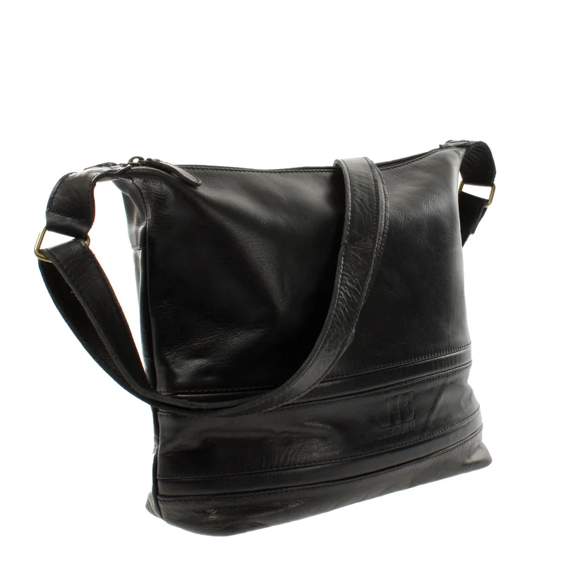 Umhängetasche Beuteltasche Ledertasche Damentasche Leder schwarz LE0064