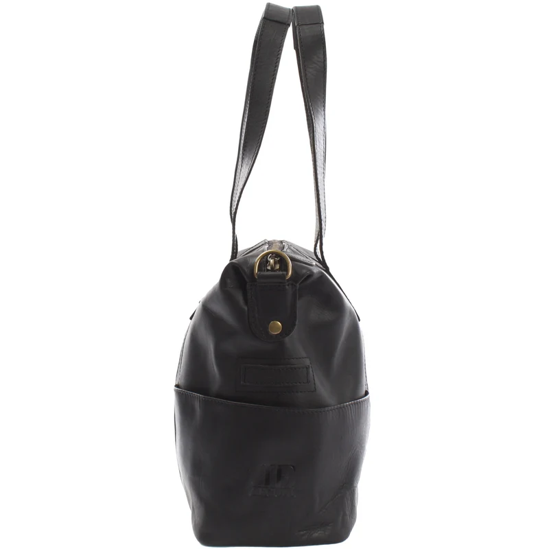 Shopper Schultertasche Henkeltasche Damen Handtasche Leder schwarz LE0061