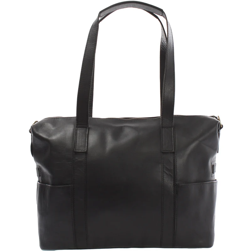 Shopper Schultertasche Henkeltasche Damen Handtasche Leder schwarz LE0061
