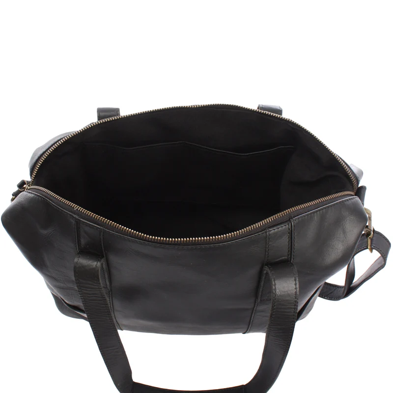 Shopper Schultertasche Henkeltasche Damen Handtasche Leder schwarz LE0061
