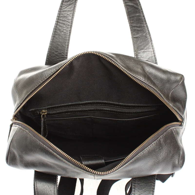 großer Rucksack Lederrucksack Freizeitrucksack Damen Herren Leder schwarz LE1020