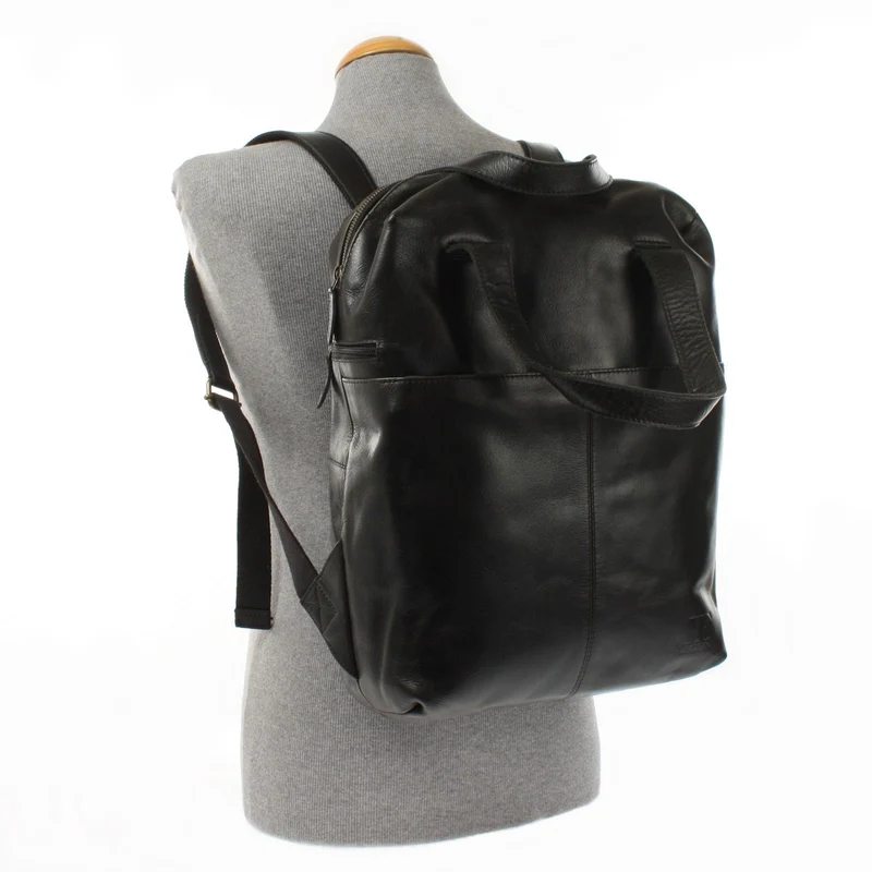 großer Rucksack Lederrucksack Freizeitrucksack Damen Herren Leder schwarz LE1020