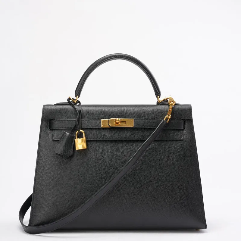 Hermes Black Kelly Sellier 32 Epsom Leder 2010