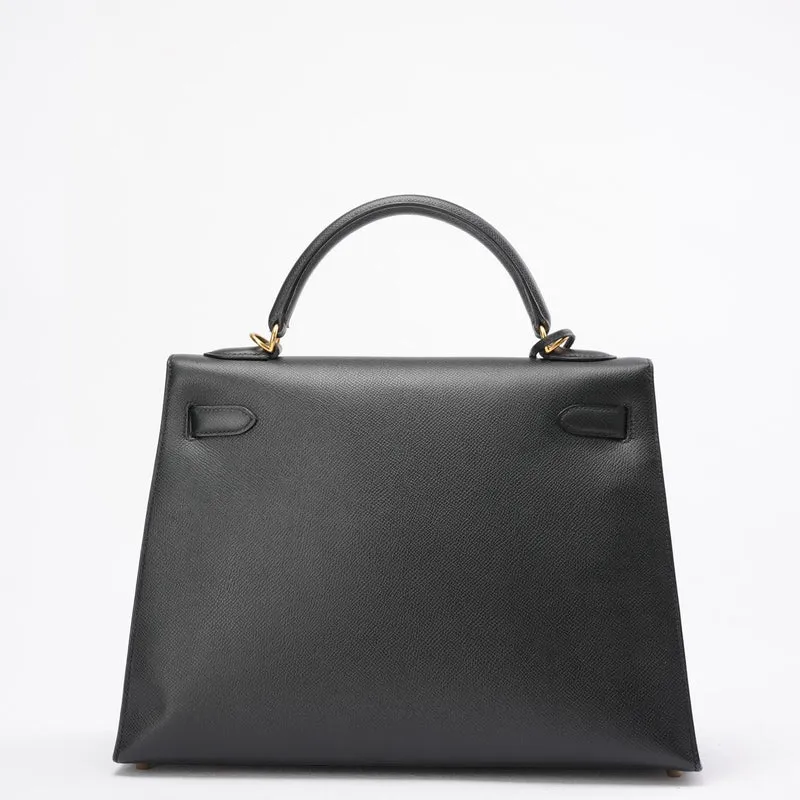 Hermes Black Kelly Sellier 32 Epsom Leder 2010