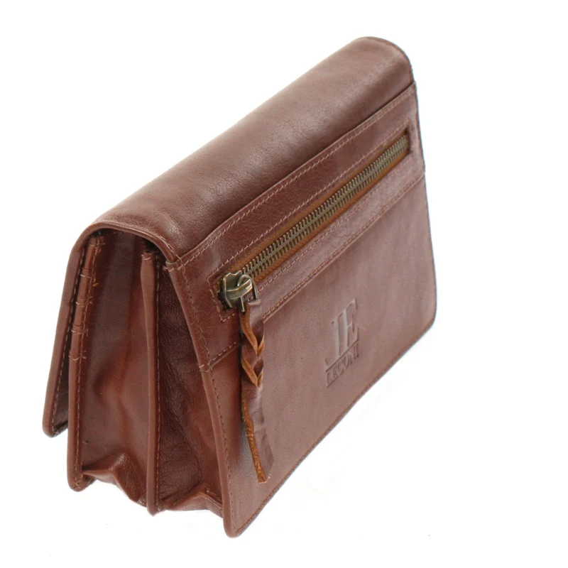 Geldbörse Damen Clutch Portemonnaie Leder braun LE9016