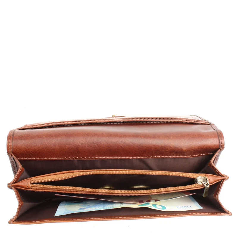 Geldbörse Damen Clutch Portemonnaie Leder braun LE9016