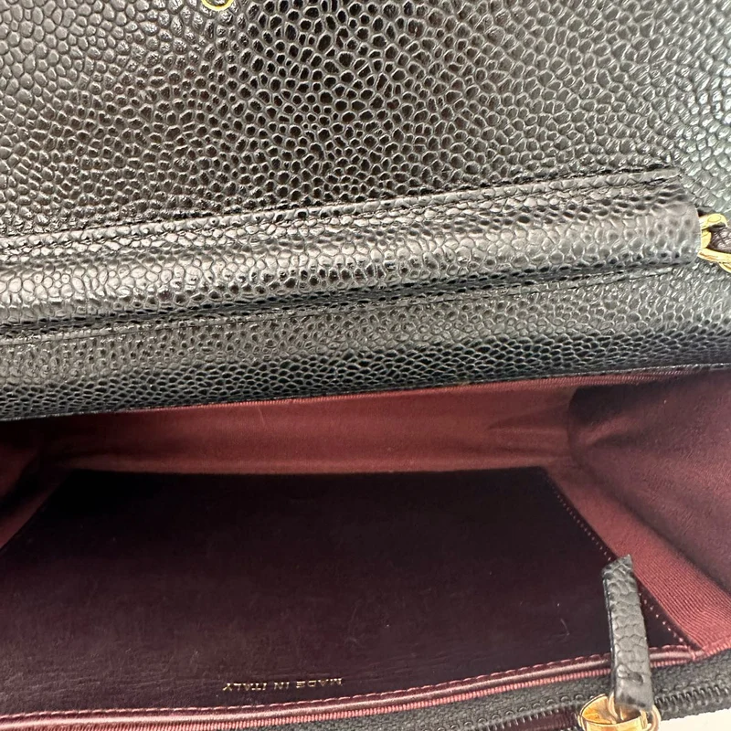 Chanel Schwarzes klassisches Portemonnaie mit Kette (WOC) Caviar 2013-2014