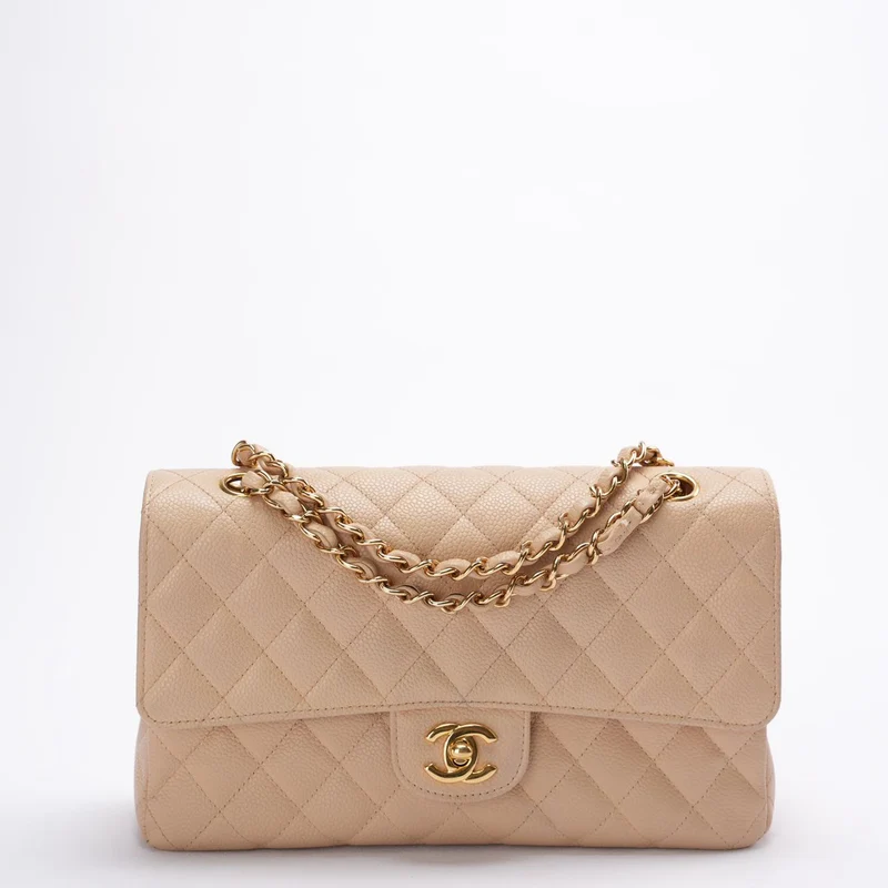 Chanel Classic Flap Bag Mittelbeige Kaviarleder