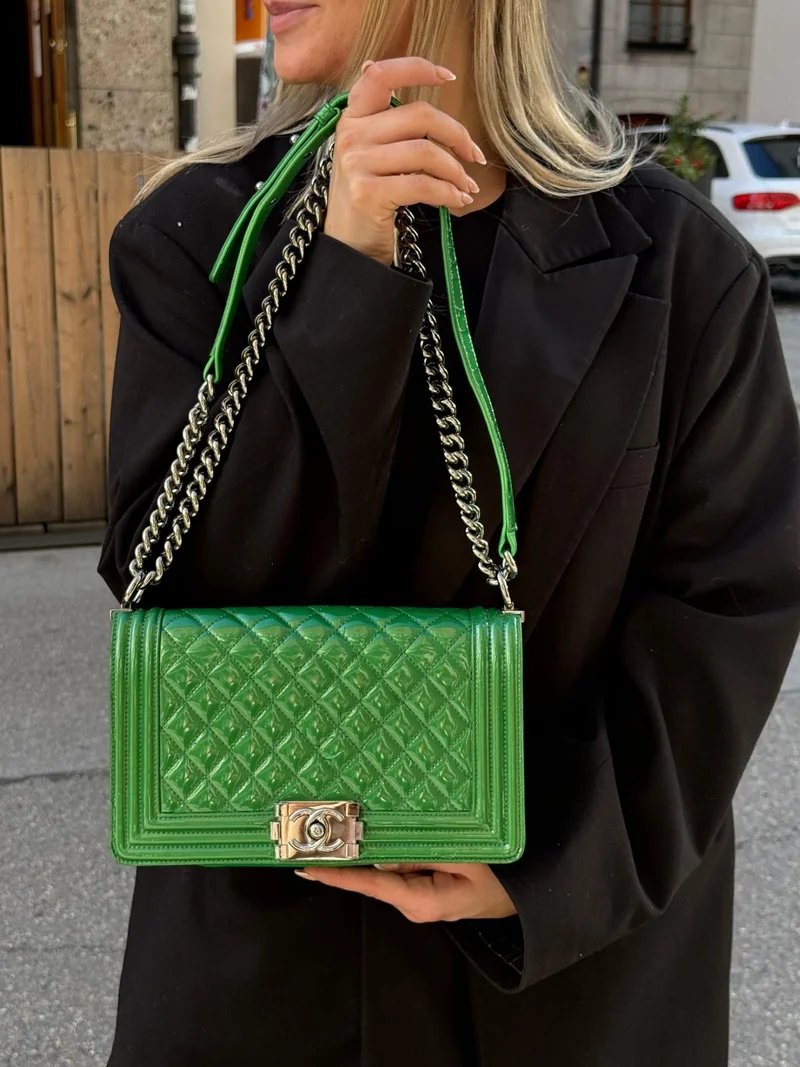 Chanel Le Boy Mittelgrüne Lammledertasche 2014