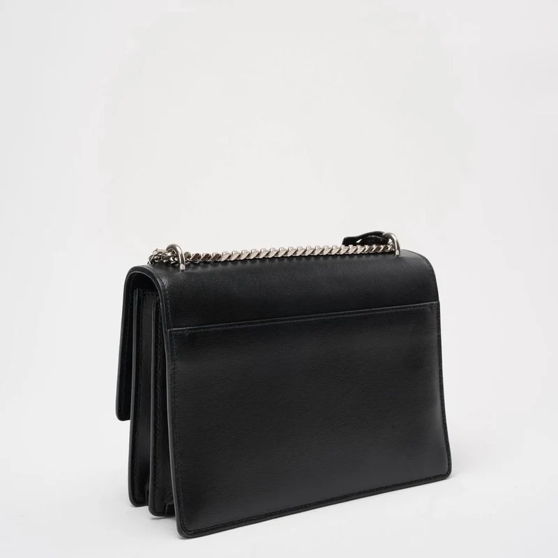 Saint Laurent Schwarzes Kalbsleder Mittleres Monogramm Sonnenuntergang