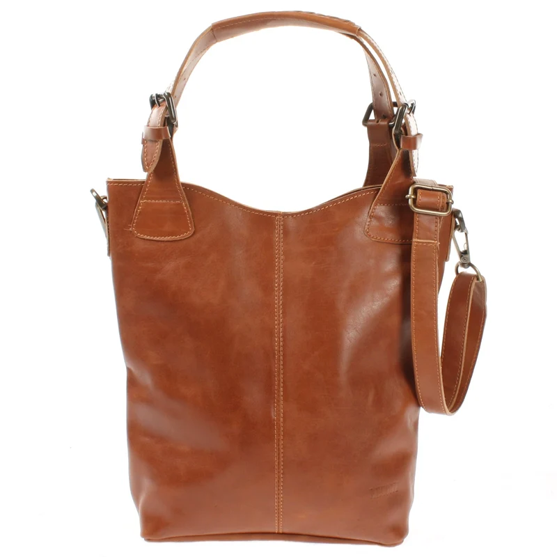 Umhängetasche Schultertasche Henkeltasche Damentasche Leder cognac LE0054