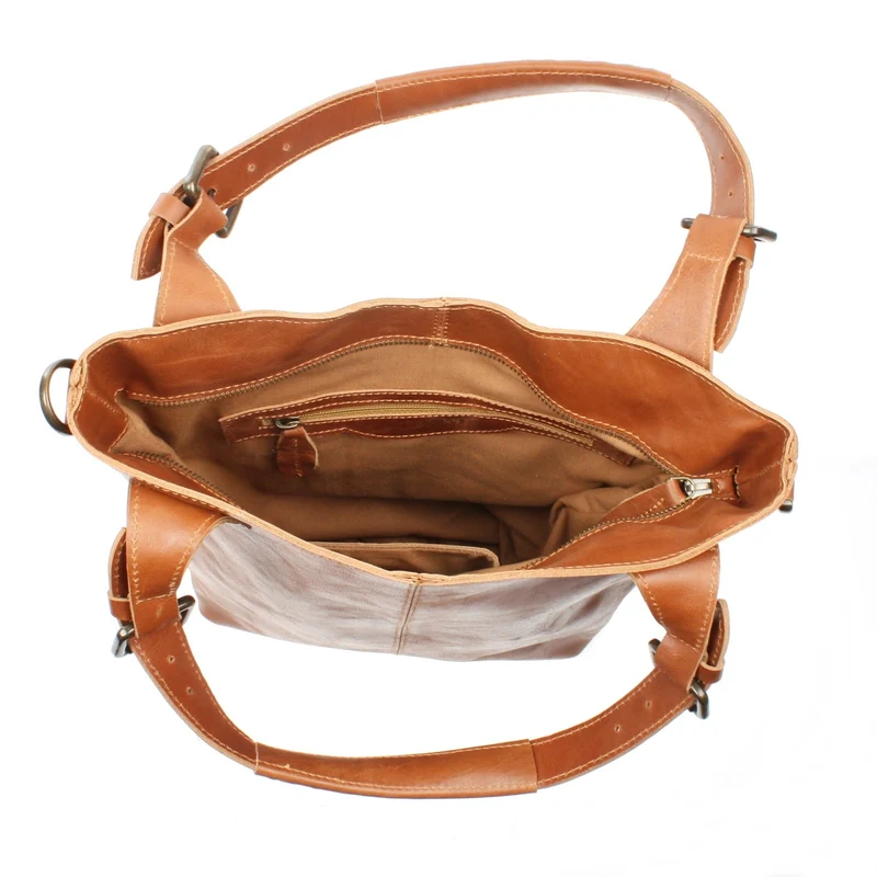 Umhängetasche Schultertasche Henkeltasche Damentasche Leder cognac LE0054