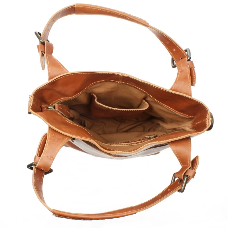 Umhängetasche Schultertasche Henkeltasche Damentasche Leder cognac LE0054