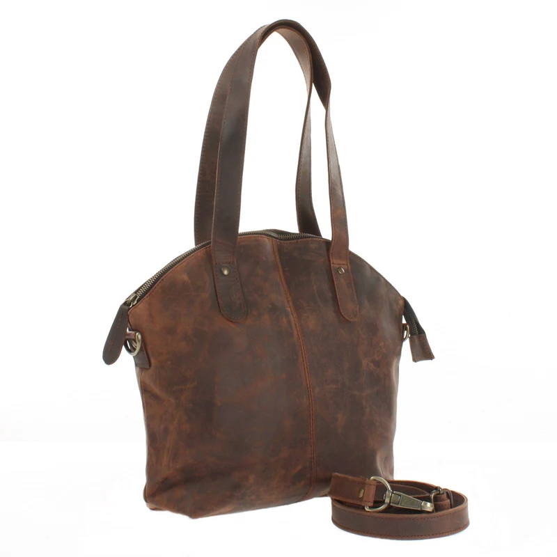 Shopper Schultertasche Damen Handtasche Ledertasche Henkeltasche Leder schlamm LE0060