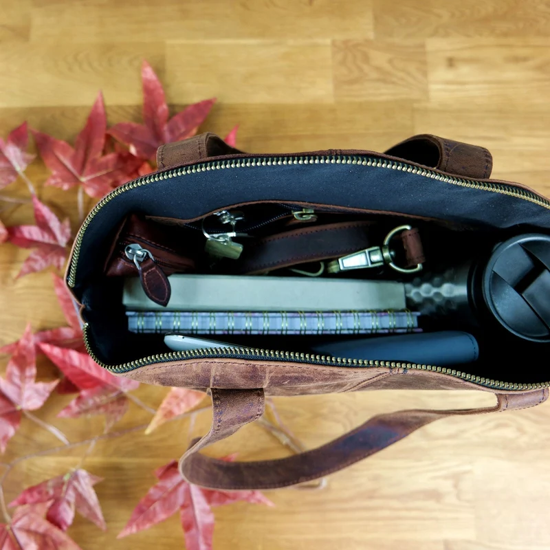 Shopper Schultertasche Damen Handtasche Ledertasche Henkeltasche Leder schlamm LE0060