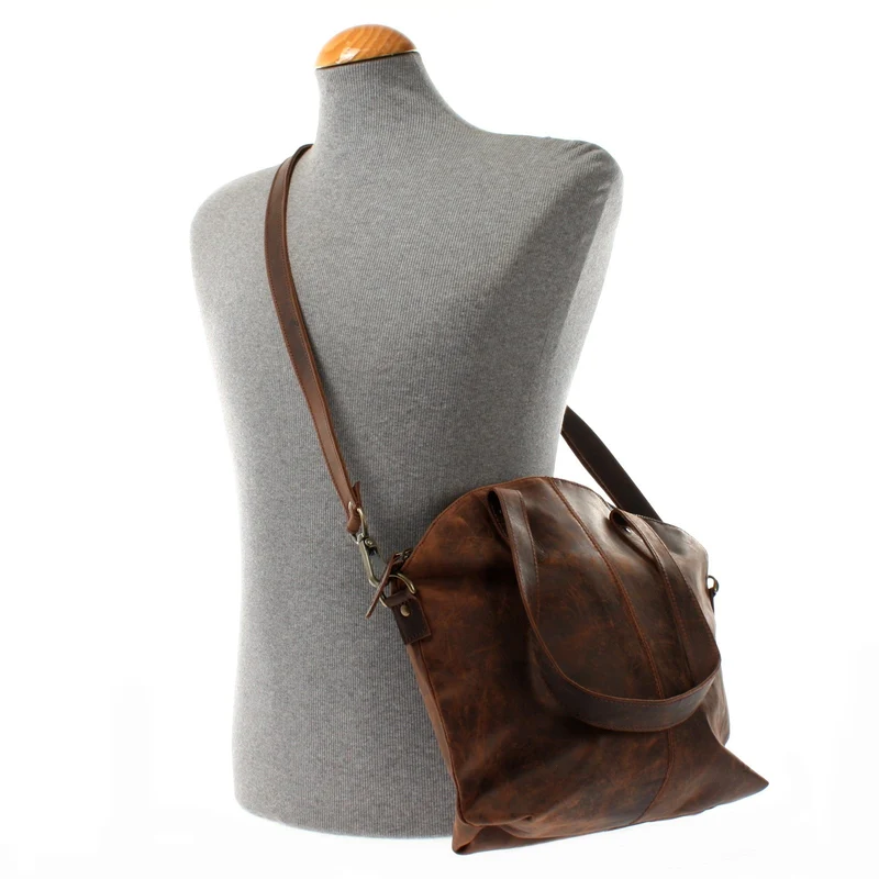 Shopper Schultertasche Damen Handtasche Ledertasche Henkeltasche Leder schlamm LE0060