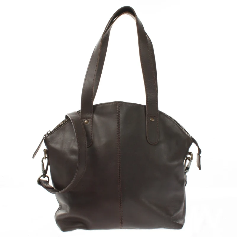 Shopper Schultertasche Damen Handtasche Ledertasche Henkeltasche Leder dunkelbraun LE0060