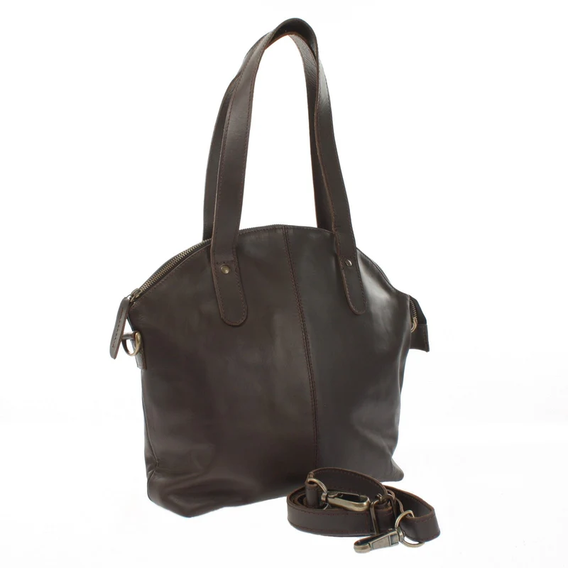 Shopper Schultertasche Damen Handtasche Ledertasche Henkeltasche Leder dunkelbraun LE0060