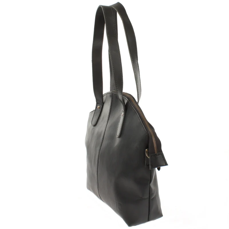 Shopper Schultertasche Damen Handtasche Ledertasche Henkeltasche Leder schwarz LE0060