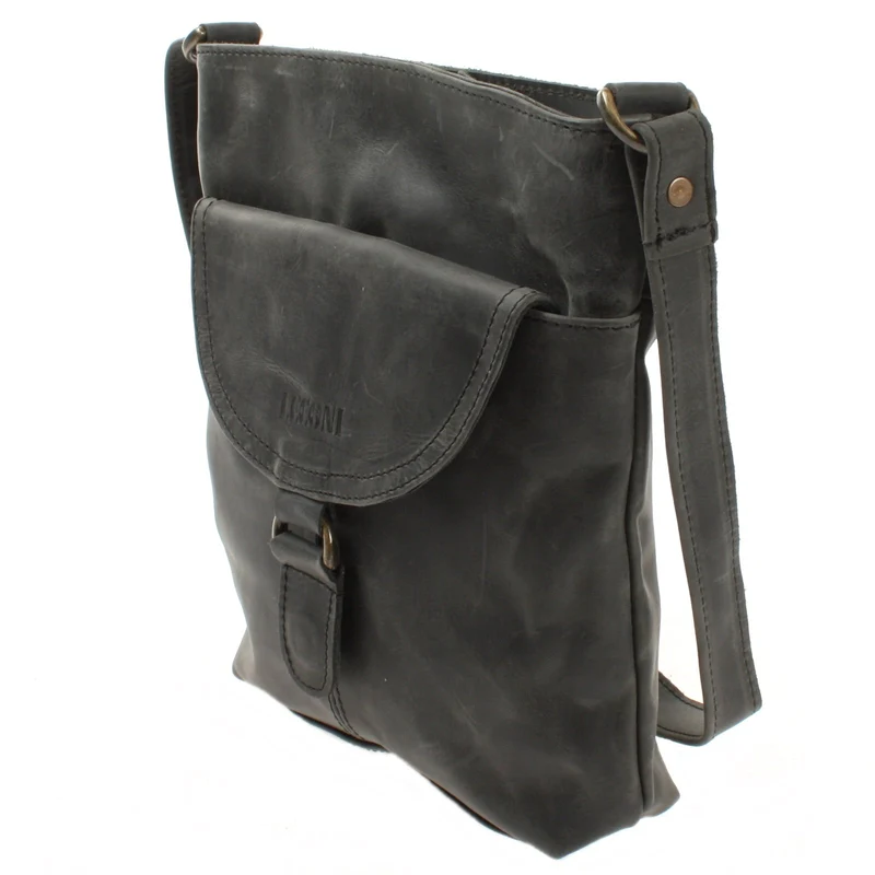 Umhängetasche Schultertasche Damen Herren Used Look Leder grau LE3072