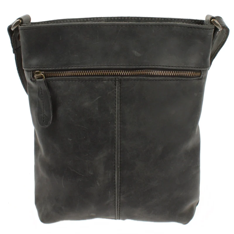 Umhängetasche Schultertasche Damen Herren Used Look Leder grau LE3072