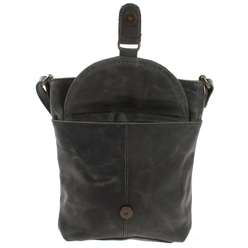 Umhängetasche Schultertasche Damen Herren Used Look Leder grau LE3072