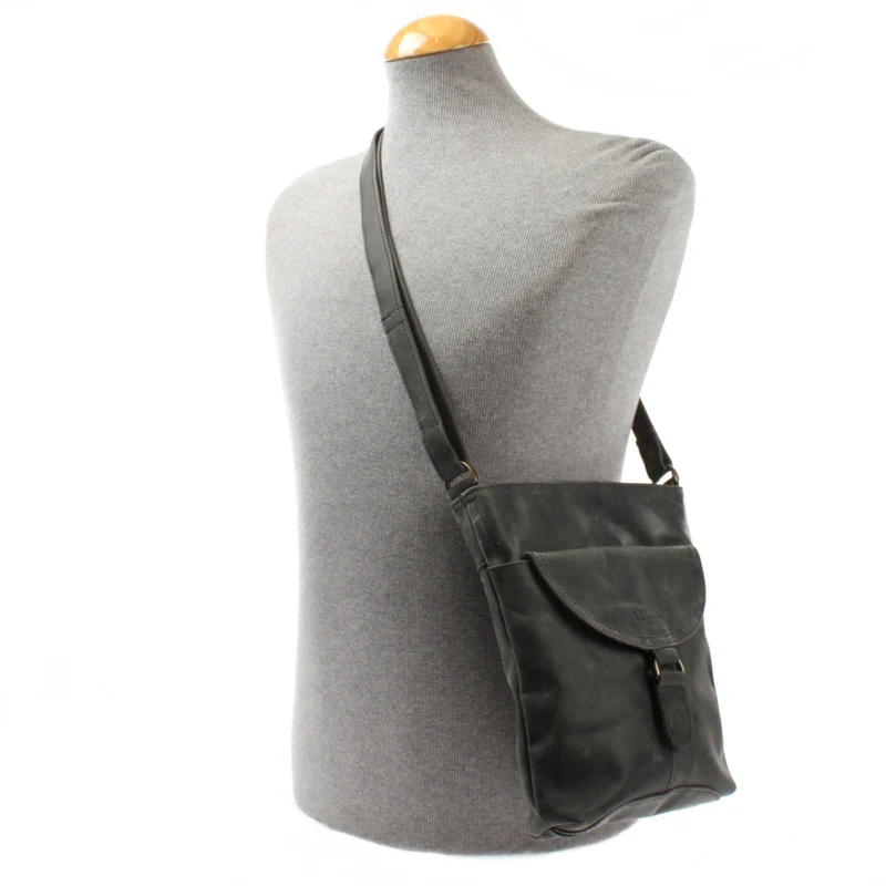 Umhängetasche Schultertasche Damen Herren Used Look Leder grau LE3072