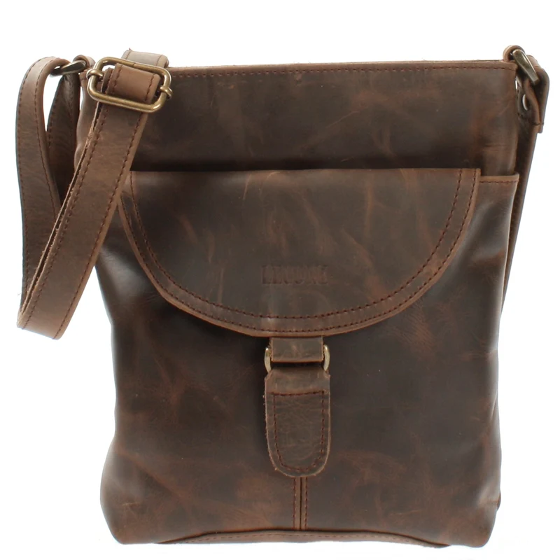Umhängetasche Schultertasche Damen Herren Used Look Leder schlamm LE3072