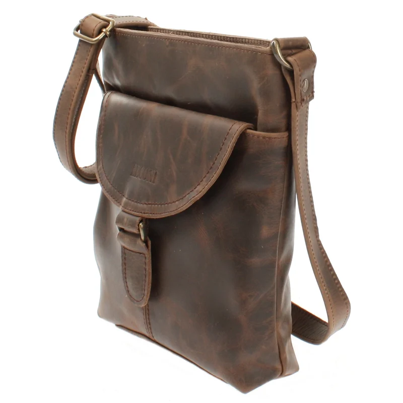 Umhängetasche Schultertasche Damen Herren Used Look Leder schlamm LE3072