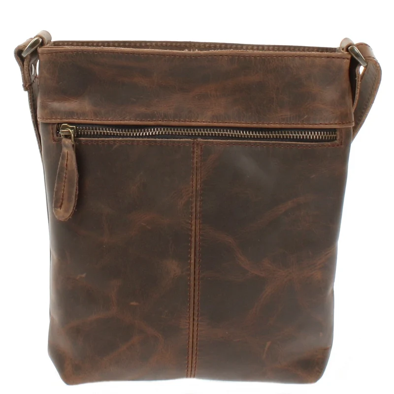 Umhängetasche Schultertasche Damen Herren Used Look Leder schlamm LE3072