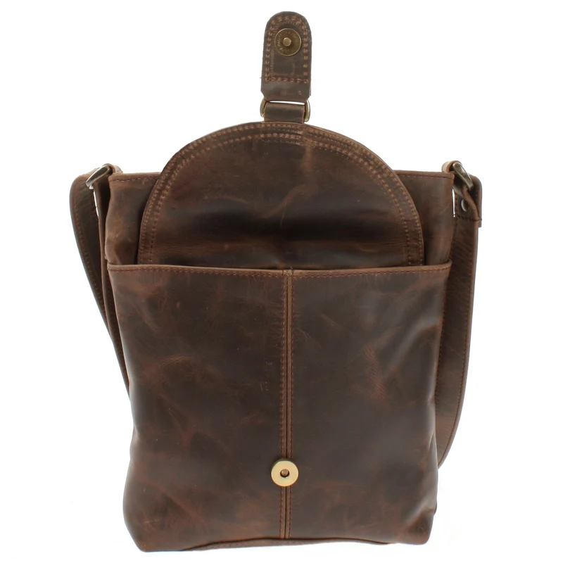 Umhängetasche Schultertasche Damen Herren Used Look Leder schlamm LE3072
