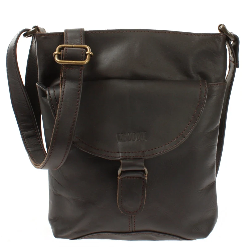 Umhängetasche Schultertasche Damen Herren Used Look Leder dunkelbraun LE3072