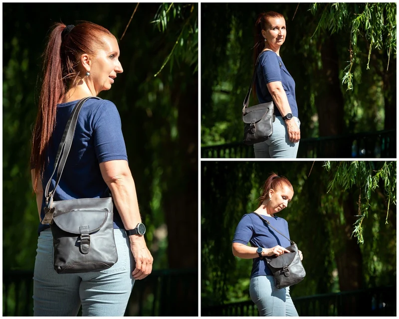 Umhängetasche Schultertasche Damen Herren Used Look Leder dunkelbraun LE3072