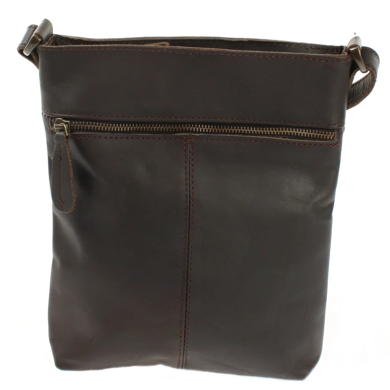 Umhängetasche Schultertasche Damen Herren Used Look Leder dunkelbraun LE3072