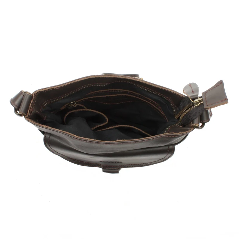 Umhängetasche Schultertasche Damen Herren Used Look Leder dunkelbraun LE3072