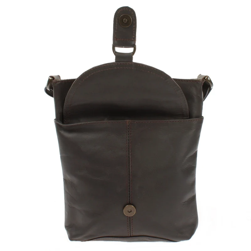Umhängetasche Schultertasche Damen Herren Used Look Leder dunkelbraun LE3072