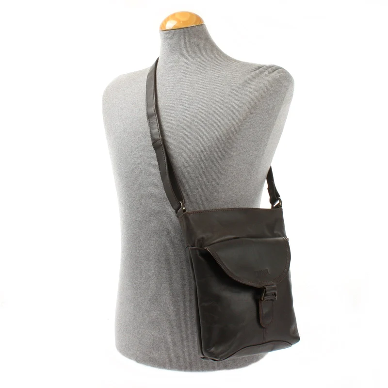 Umhängetasche Schultertasche Damen Herren Used Look Leder dunkelbraun LE3072