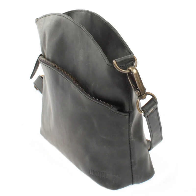 Umhängetasche Schultertasche Damen Freizeittasche Leder grau LE3050