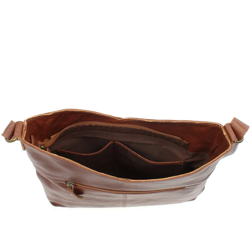 Schultertasche Umhängetasche Handtasche Leder braun LE0065